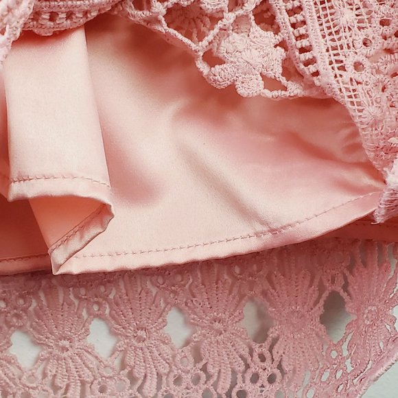 Rachel Parcell Lace Bodice, Velvet Waist Lined Midi Pencil Dress, Pink Bride, S - Picture 9 of 10